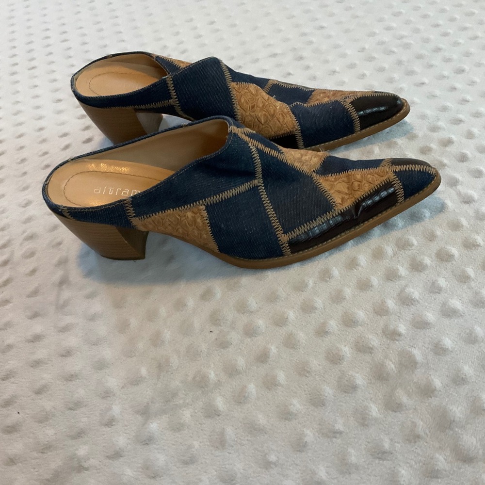 Altramarea Patchwork Denim Snakeskin Leather Poin… - image 2